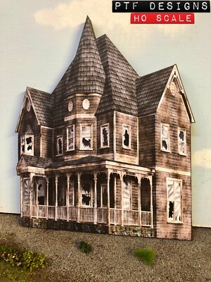 HO Scale Scratch Built HAUNTED / ABANDONED HOUSE #1   Building FLAT - Walthers