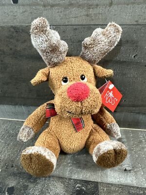 Russ Berrie Blinker Red-Nosed Reindeer Bean Bag Plush Stuffed Toy MNWT Rare HTF
