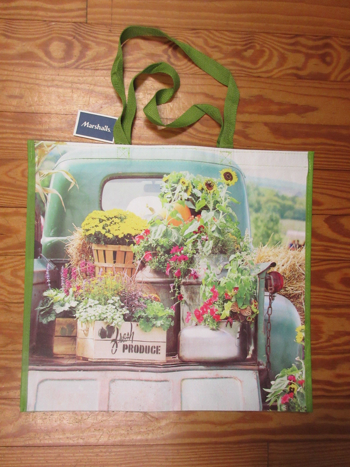 TJMaxx Reusable Shopping Tote Gift Bag Farm Farmer's Market Truck Country NEW