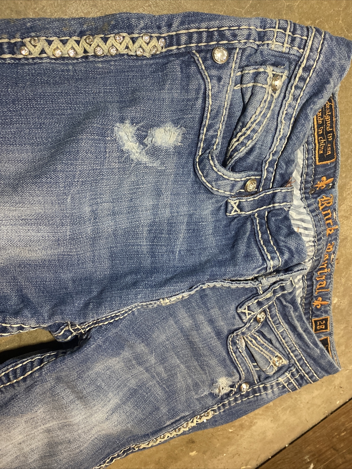 White Rhinestone Jeans 