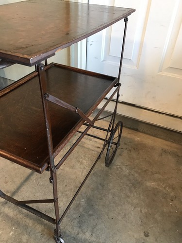 Antique 1900’s Cast Iron Collapsible Hospital Tray Cart RARE