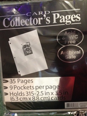 Card Collector's Pages Archival Safe 35/9 Pocket Protectors Acid PVC Free