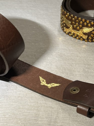 Pre-owned Handmade Robins Jean, Hand Made Leather Belt W/ Gold Swarovski 100% Hand Made In Italy