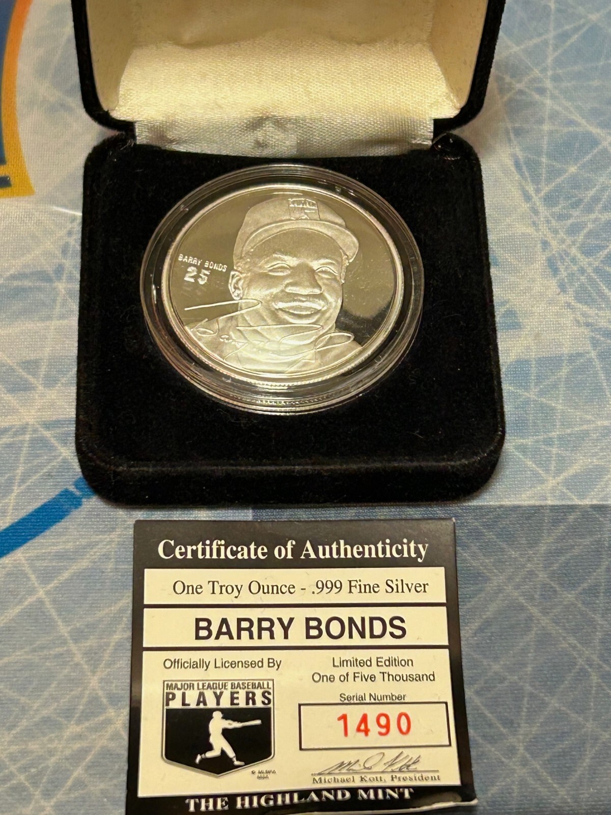 BarryBonds バリー・ボンズ 700個限定 シリアルナンバー入り 激レア Barry Bonds The Highland Mint Silver Commemorative Coin .999 @HC1