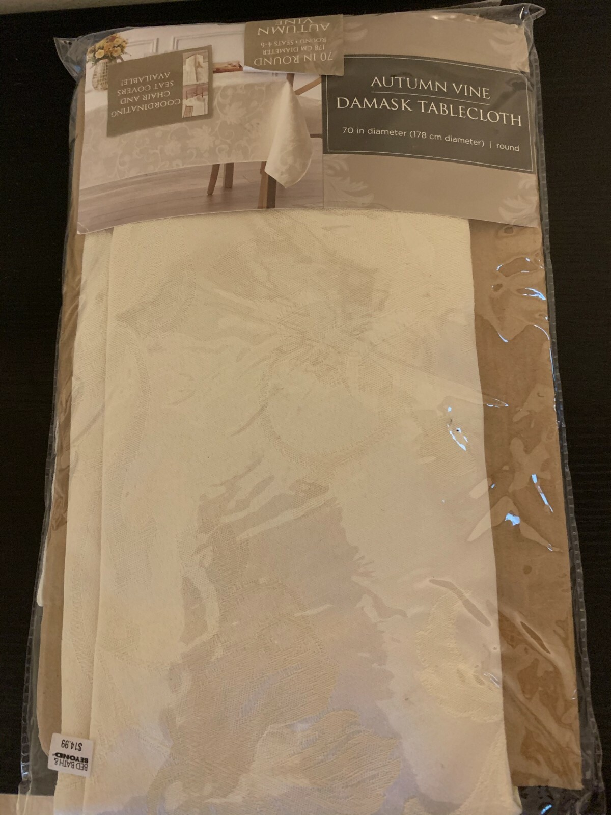 Autumn Medley 70 Inch Round Tablecloth in Ivory -Open Box-