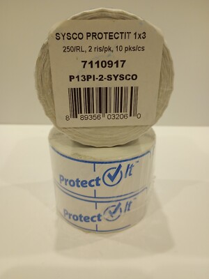 Sysco protectit 1x3 tamper proof ( 1000 labels/stickers) food safety 7110917 