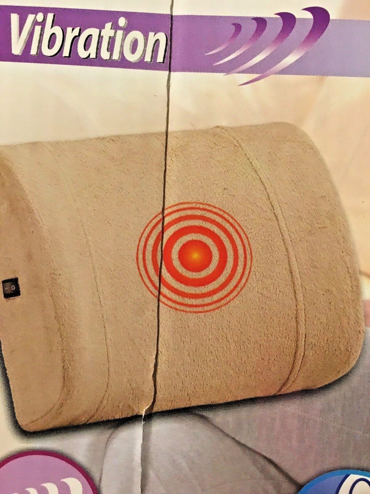 Spa Massage Lumbar Massager Contoured with Vibration Beige Velour NEW NIB