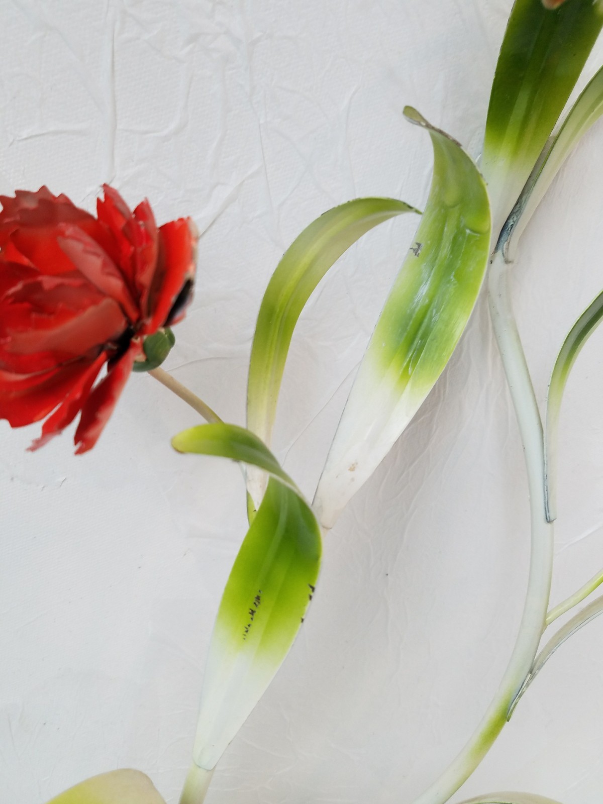 Vintage Candle Sconce Tole Red Green Flowers Floral Italian