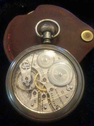 1916 Hampden Minute Man Pocket Watch ~ Glass Back Salesman Display ~ 17 Jewel