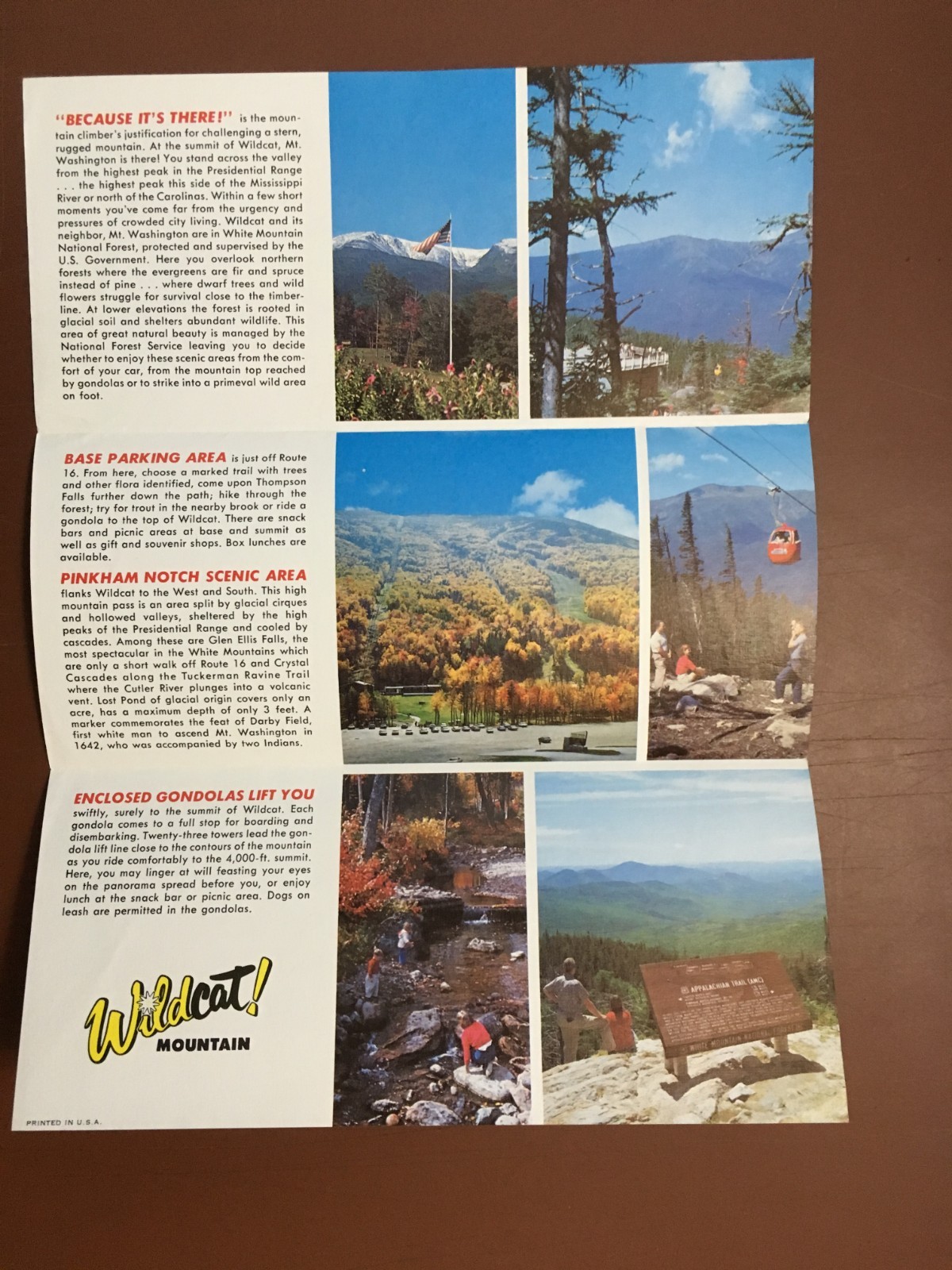 1960'S FOLD OUR TOURIST BROCHURE WILDCAT MOUNTAIN SKIING NEW HAMPSHIRE