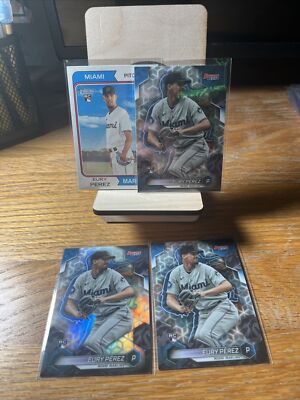 Eury Perez Topps/Bowman Rookie Card Lot x4. Miami Marlins Rookie Star