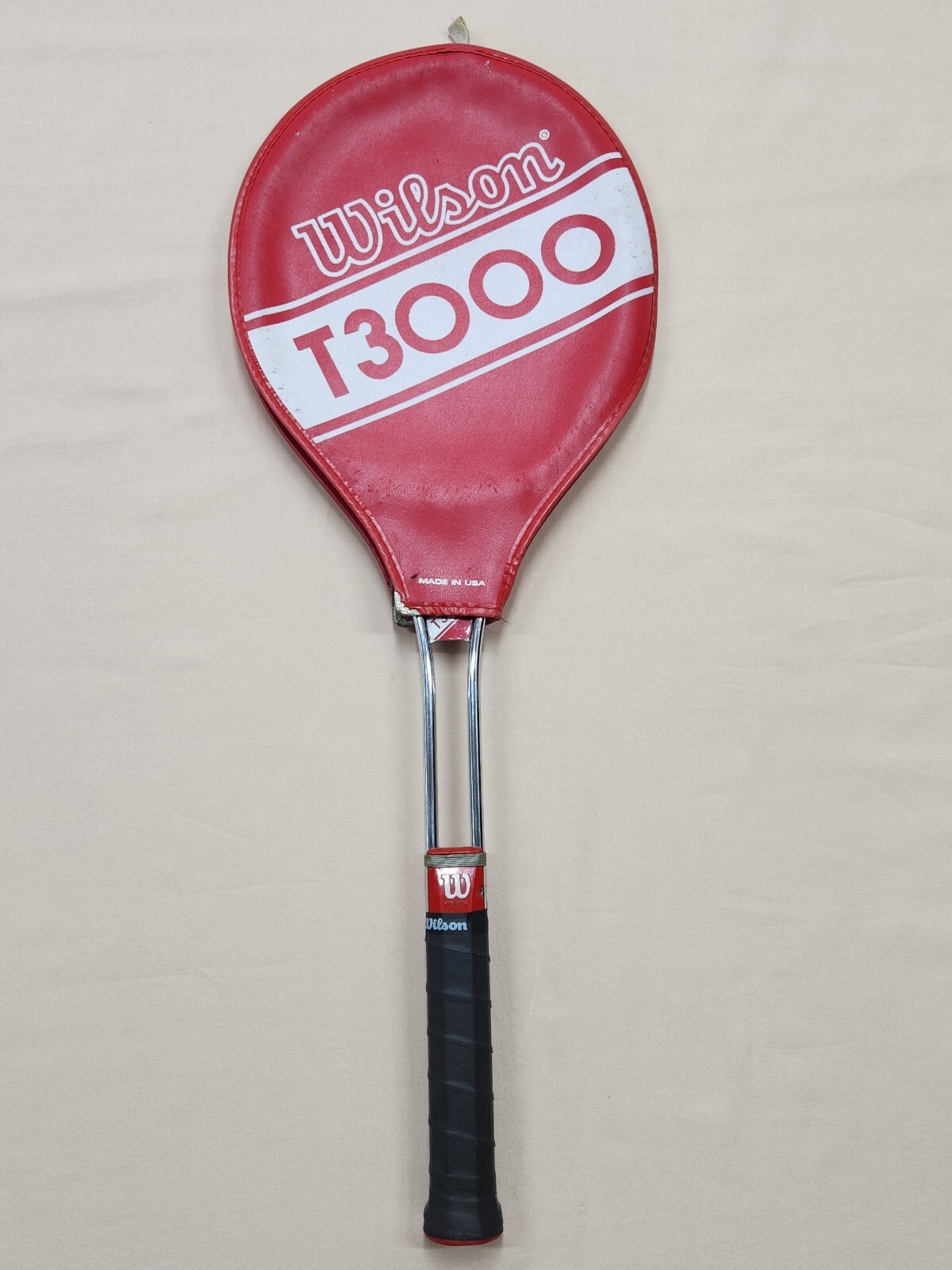 Vintage Wilson T3000 Light 4 1/2 Tennis Racquet & Cover Tubular Steel Grip Made