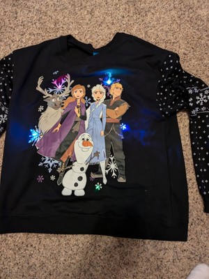 Disney Frozen 2 Light Up Sweatshirt Elsa Anna Olaf Kristof Sven  Size XS