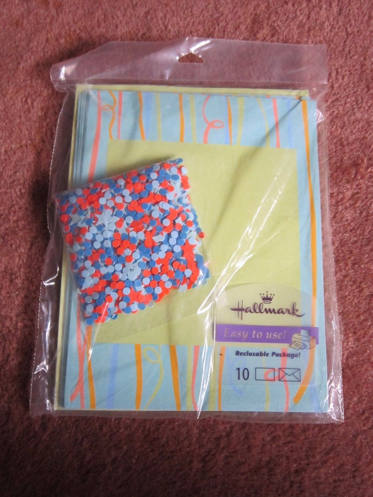 Hallmark Invitations Single Panel blank printable w/ Confetti Celebration 40 pc