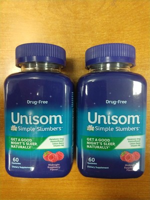 2 Pack: Unisom Simple Slumbers Midnight Raspberry Gummies-60 ct. EXP 9/30/23 W4B