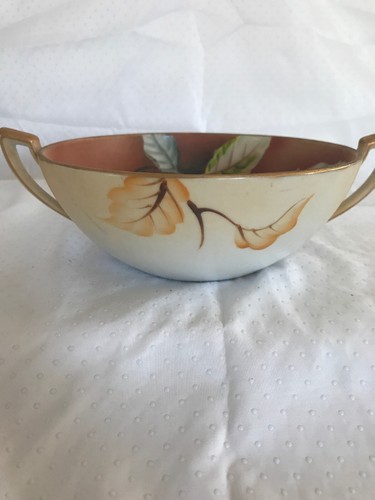 Antique Hand Painted Raised Nut Bowl