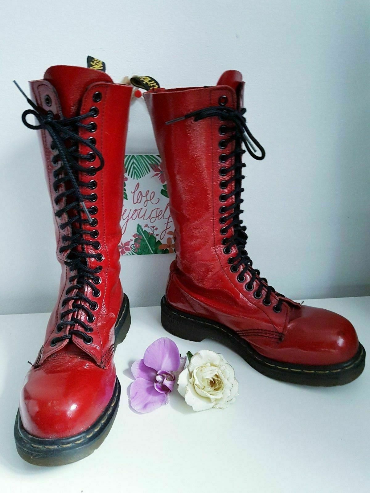 Dr Martens 20 hole patent cherry red oxblood tall England Dr Martens 20 hole patent cherry red oxblood tall England