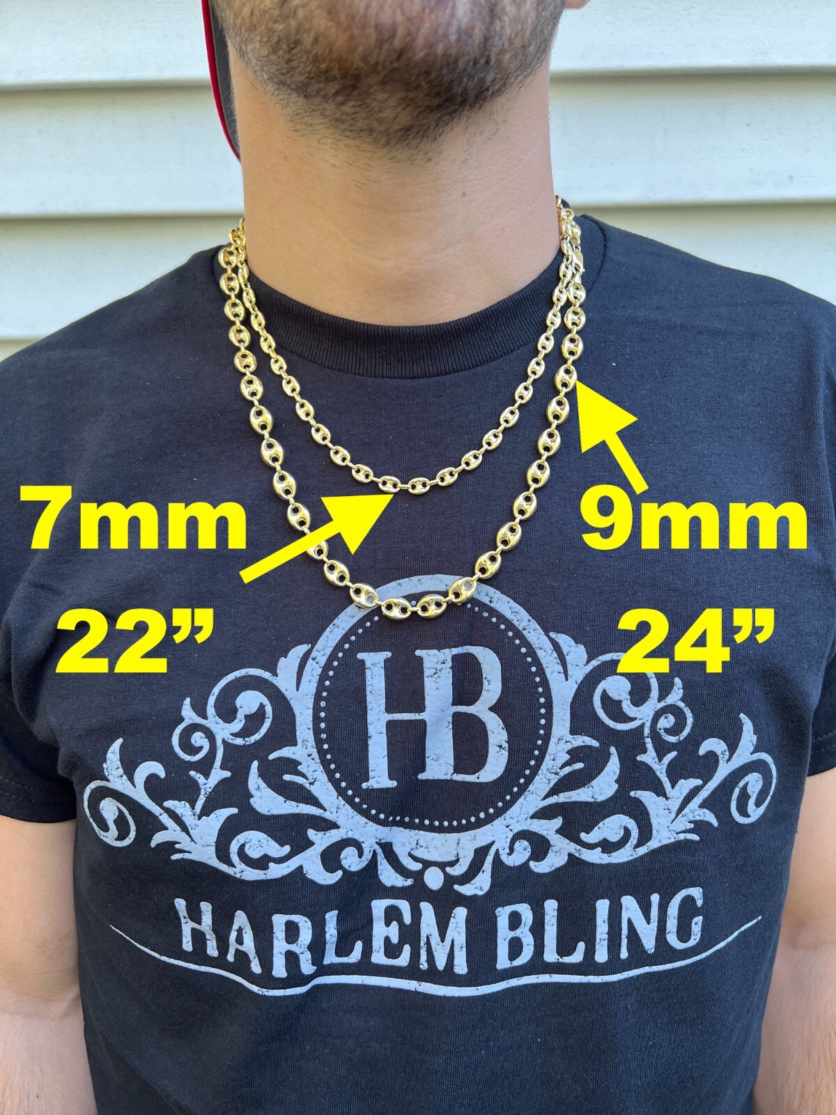 Pre-owned Harlembling Real 14k Yellow Gold Puffed Mariner Chain 5-9mm Thick 16-24" Men Ladies Necklace