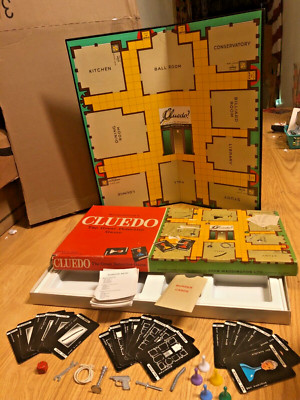 1965 Waddingtons Cluedo The Great Detective Board Game - Missing Instr/Red Token