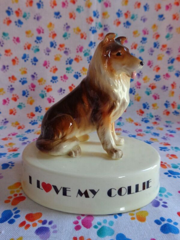 Vintage Figurine I Love My COLLIE Porcelain Dog George Good 1980