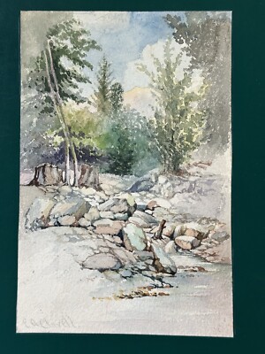 Edward A. Clavell 1920s/30s California Watercolor Painting  Forest Home 