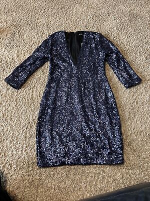 Express Blue Sequin Mini Party Dress SZ 4 $118 NEW! SUPER SEXY! 