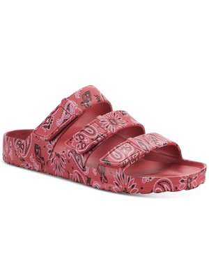 SUN STONE Mens Red Stay-Put Bowie Open Platform Slip On Slide Sandals Shoes 12 M