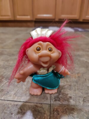 Dam Troll Doll Mermaid Girl 5'' Girl Red Hair Metallic Outfit  1986