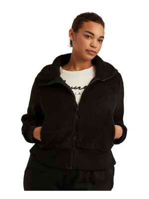 

LAUREN RALPH LAUREN Женская черная куртка свободного кроя в рубчик на молнии плюс, Черный, 202819361001