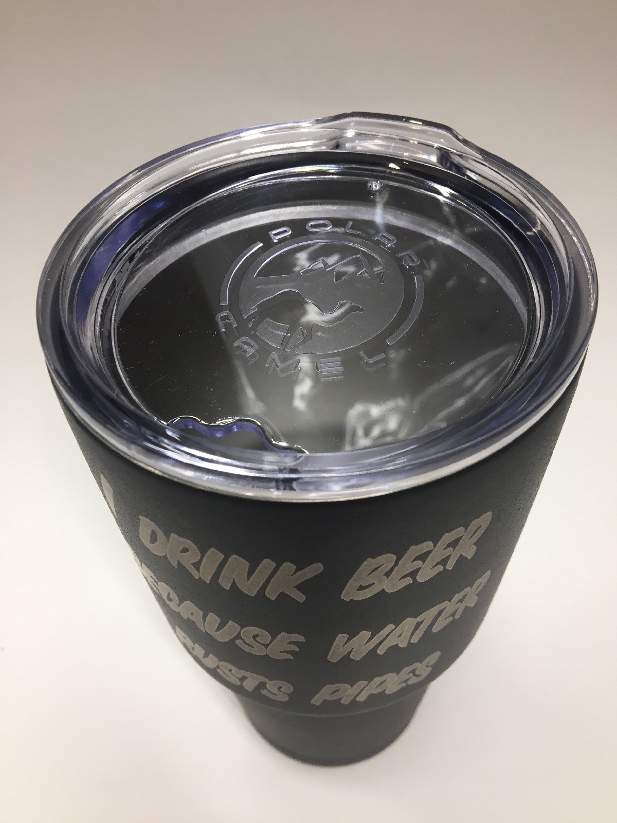 NWT I Drink Beer Because Water Rusts Pipes 30oz. Black Tumbler