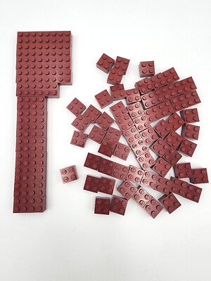 LEGO BRICKS DARK RED LOT OF 76 BUILDING PIECES 2X2 2X4 2X6 2X8