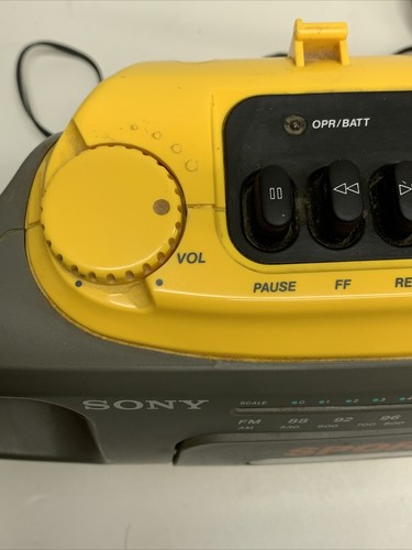 Vtg 1990s Sony CFM-104 Yellow Stereo Boombox Sports