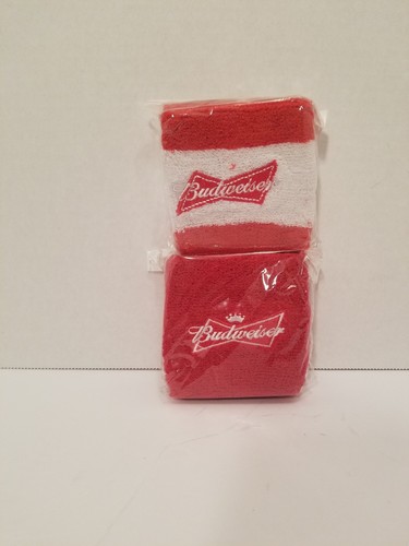 New Budweiser Beer Red Wrist Sweat Bands Bud Lot Of 2 Pairs