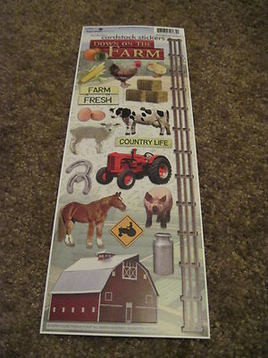 Scrapbooking Stickers Cardstock Paper House 13'' Farm Animals Barn Cow Horse Pig
