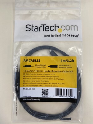 StarTech.com MUHSMF1M 3.5MM Mini-Jack 4 Position Headset Extension Cable 3.2 ft