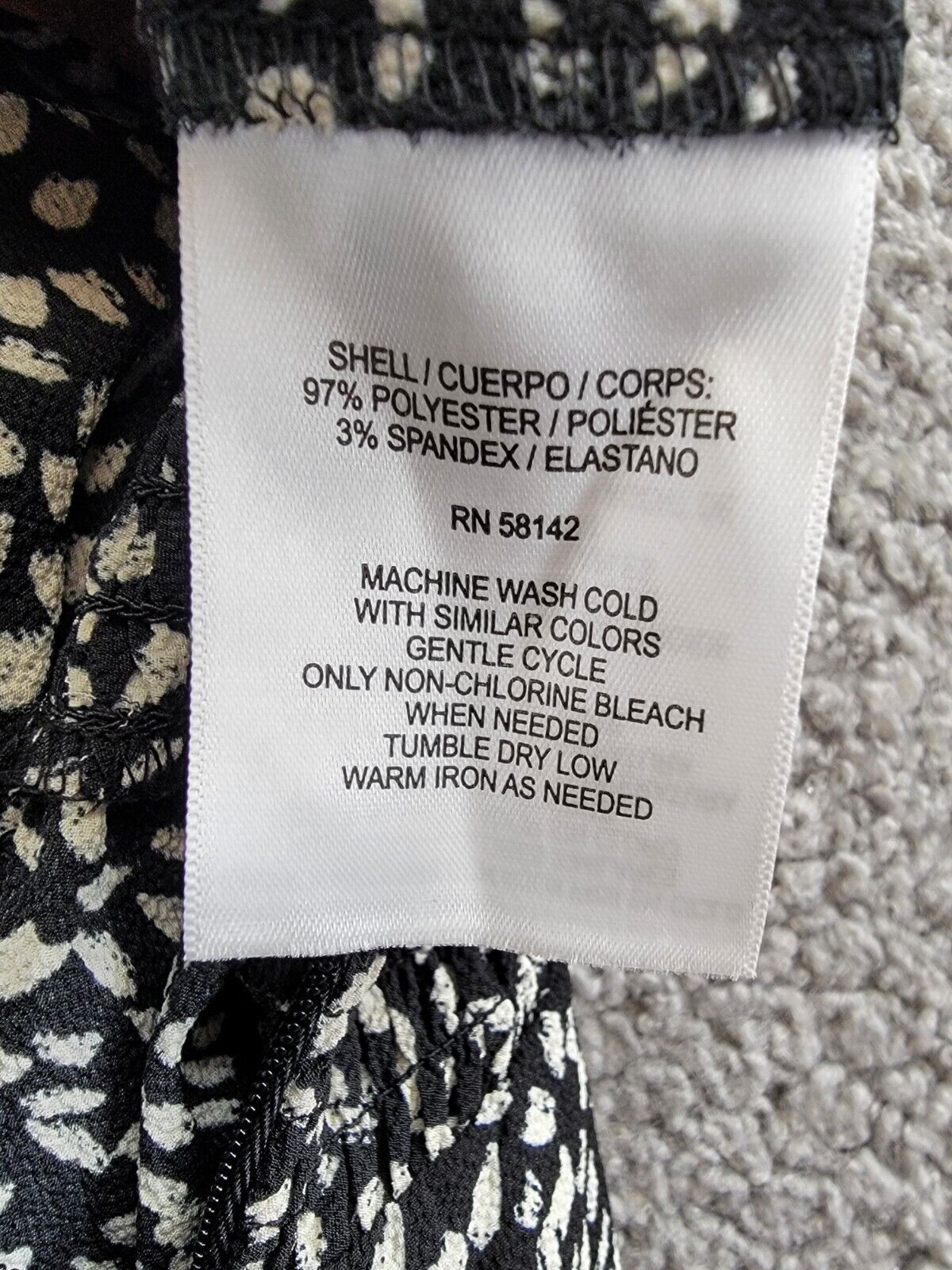 London Times Plus Puff Sleeve Front Zip Jumpsuit 22W Black/Ivory Smocked Waist - Picture 15 of 18