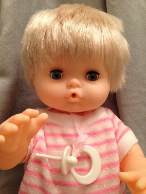 BabyDoll Blonde RootedHair Pacifer Poseable Sleeping Eyes Childrens Hard Plastic