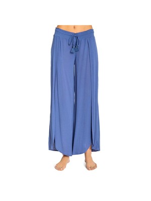 

PJ SALVAGE Intimates Темно-синие марлевые широкие ночные брюки с разрезами, Navy