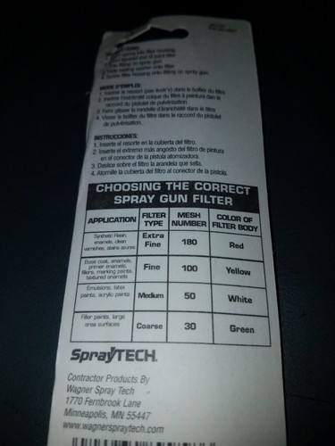 WAGNER SprayTech 0089958 Genuine Replacement Filters NIP MEDIUM 50 MESH