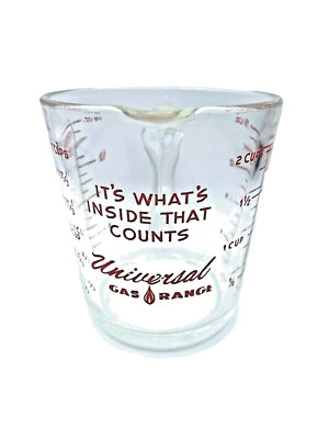 Vintage Universal Gas Range Advertising  Glass Fire King Measuring Cup