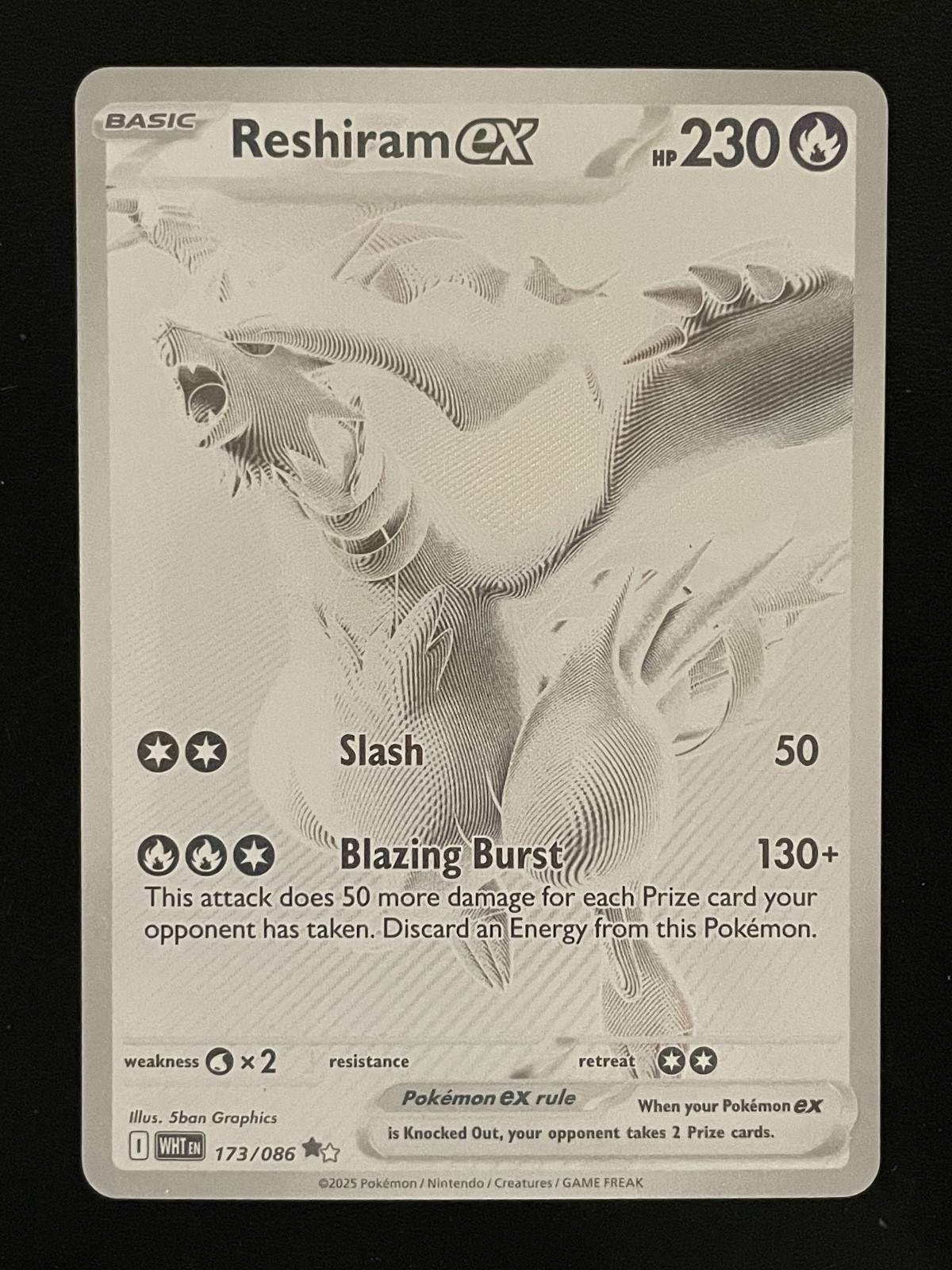 2025 Pokémon Holo Full Art Reshiram EX 173/86