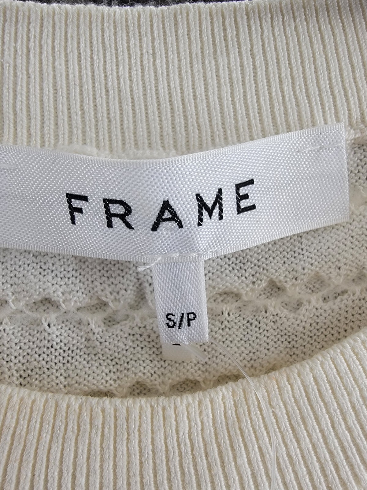 FRAME Silk Blend Smocked Sweater Top Women's S White Crew