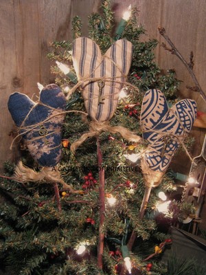 NEW 3 Primitive Handmade Blue Heart Vintage Style Metal Key Stick Poke Tuck OOAK
