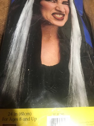 Wicked Witch Black White Streak Wig Costume Accessory