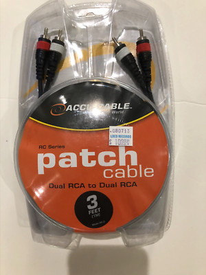 Accu-Cable RC-3 dual RCA to dual RCA 3' patch cable NEW