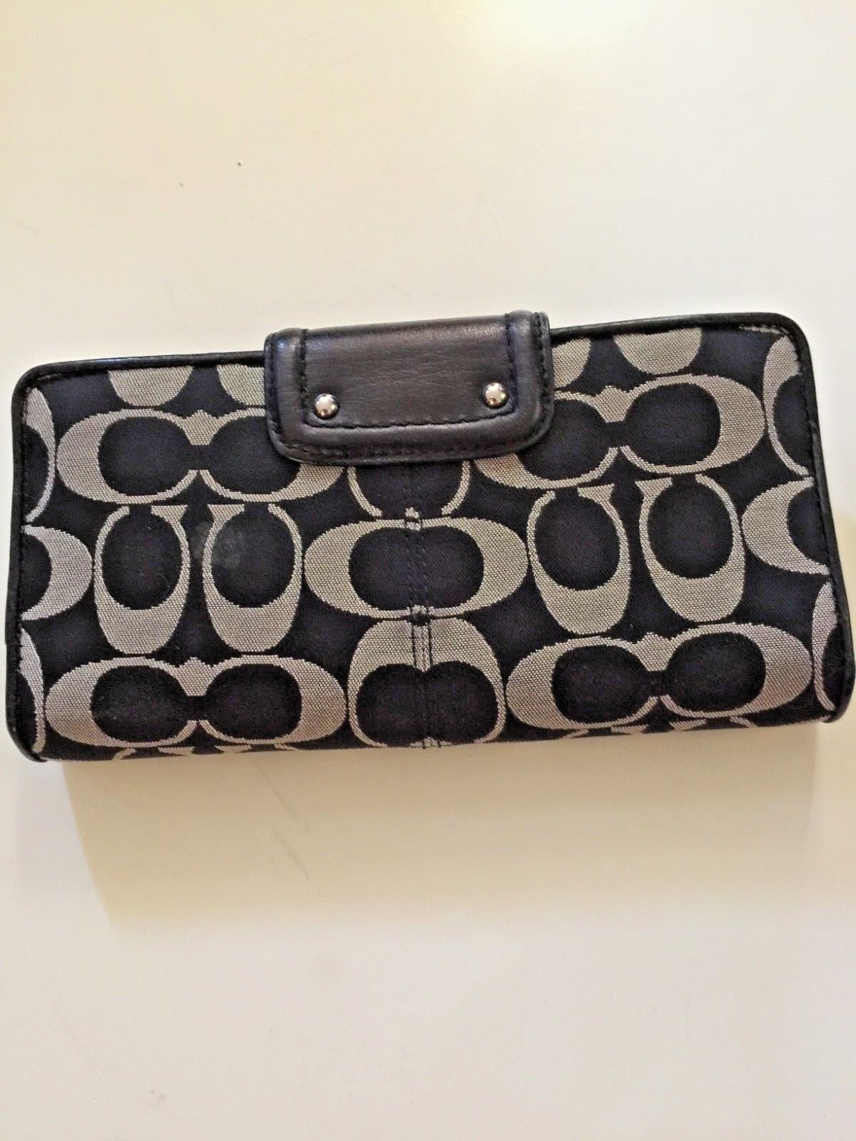 COACH ASHLEY SIGNATURE SATEEN SLIM ENVELOPE WALLET-BLACK