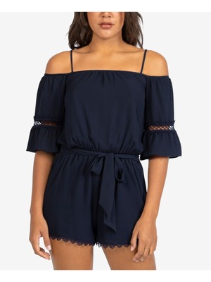 B МИЛЫЙ женский темно-синий комбинезон с широкими штанинами и рукавом до локтя с поясом 9\10