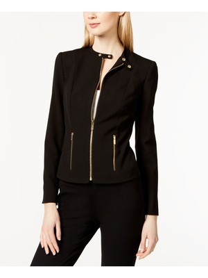 

CALVIN KLEIN Женская черная мотоциклетная куртка с воротником-стойкой и карманами, Черный, M7VC7137