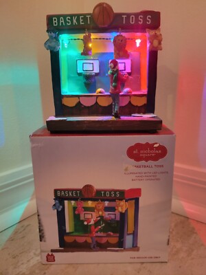 ST NICHOLAS SQUARE VILLAGE ''BASKETBALL TOSS'' CARNIVAL LED Christmas Village Disp