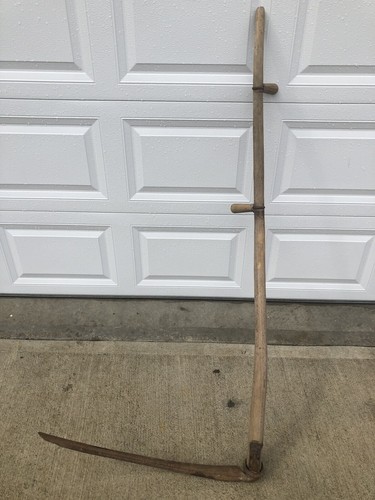 Antique Vintage Hay Sickle Scythe Farm Tool Primitive Grim Reaper Decor